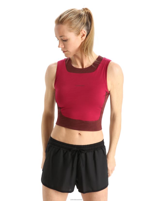 Icebreaker Women ZoneKnit Merino Cropped Bra-TankCherry/Espresso 80BXXP909 Clothing
