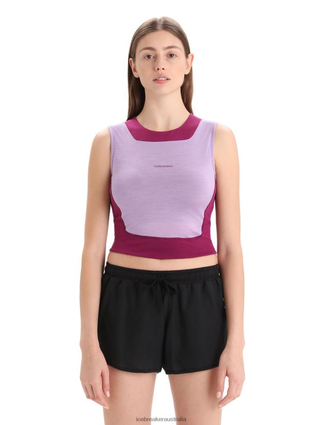 Icebreaker Women ZoneKnit Merino Cropped Bra-TankPurple Gaze/Go Berry 80BXXP648 Clothing