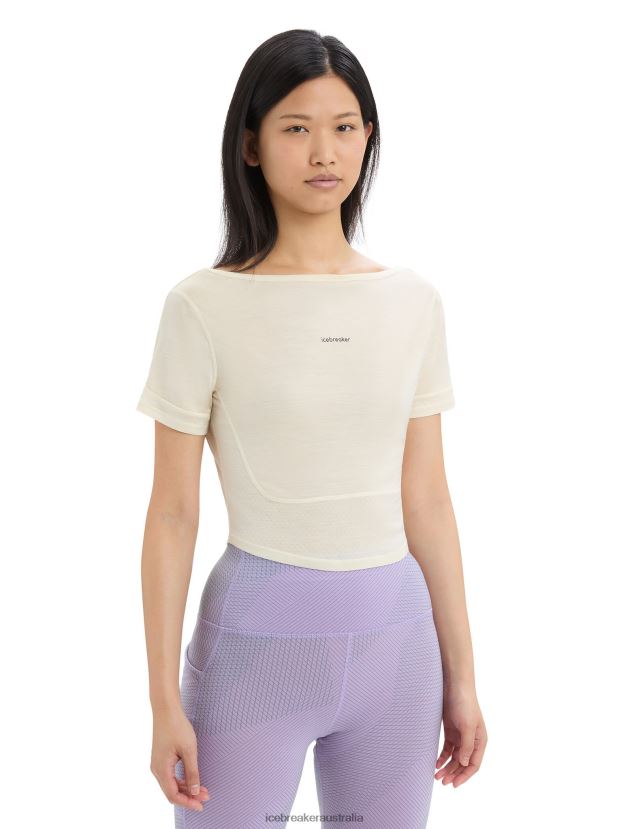 Icebreaker Women ZoneKnit Merino Short Sleeve Scoop Back T-ShirtChalk 80BXXP667 Clothing