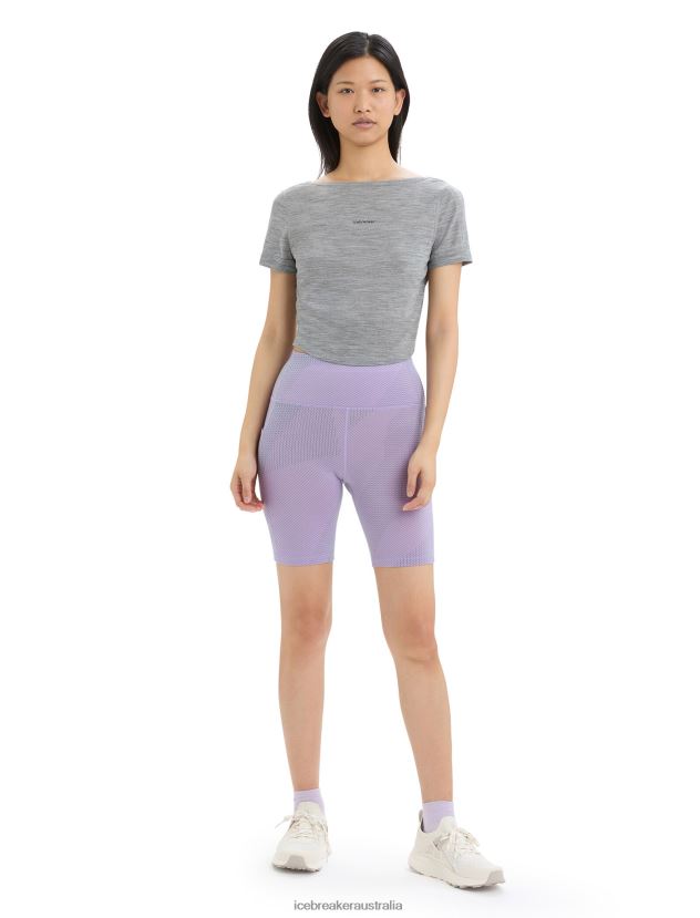 Icebreaker Women ZoneKnit Merino Short Sleeve Scoop Back T-ShirtMetro Heather 80BXXP669 Clothing