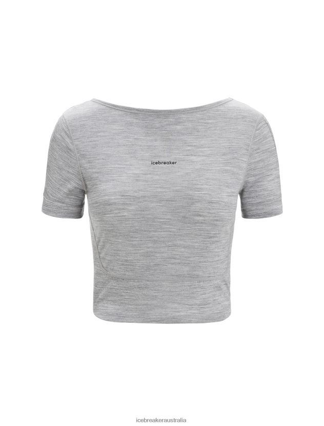 Icebreaker Women ZoneKnit Merino Short Sleeve Scoop Back T-ShirtMetro Heather 80BXXP669 Clothing