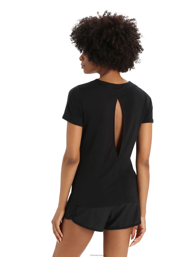 Icebreaker Women ZoneKnit Merino Short Sleeve Slit Back T-ShirtBlack 80BXXP798 Clothing
