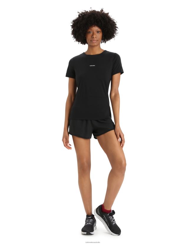 Icebreaker Women ZoneKnit Merino Short Sleeve Slit Back T-ShirtBlack 80BXXP798 Clothing