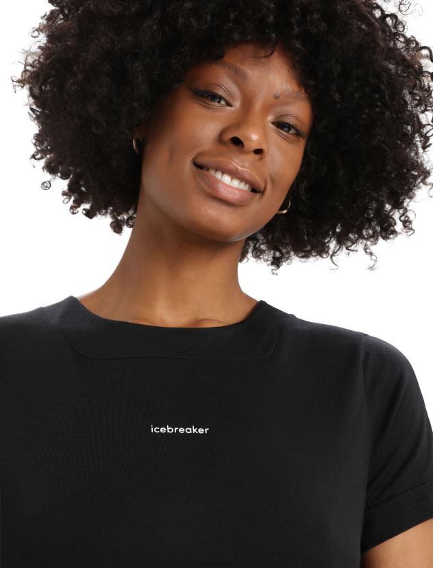 Icebreaker Women ZoneKnit Merino Short Sleeve Slit Back T-ShirtBlack 80BXXP798 Clothing