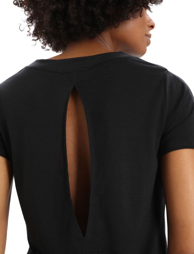 Icebreaker Women ZoneKnit Merino Short Sleeve Slit Back T-ShirtBlack 80BXXP798 Clothing