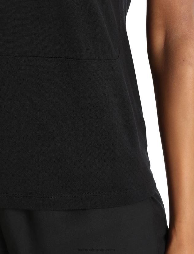 Icebreaker Women ZoneKnit Merino Short Sleeve Slit Back T-ShirtBlack 80BXXP798 Clothing