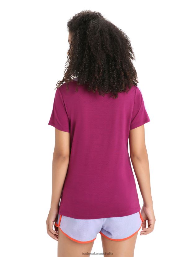 Icebreaker Women ZoneKnit Merino Short Sleeve T-ShirtPurple Gaze/Go Berry 80BXXP659 Clothing