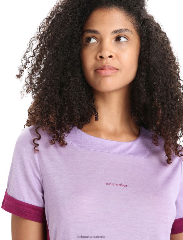 Icebreaker Women ZoneKnit Merino Short Sleeve T-ShirtPurple Gaze/Go Berry 80BXXP659 Clothing