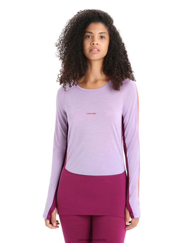 Icebreaker Women 125 ZoneKnit Merino Long Sleeve Crewe Thermal TopPurple Gaze/Go Berry 80BXXP591 Clothing