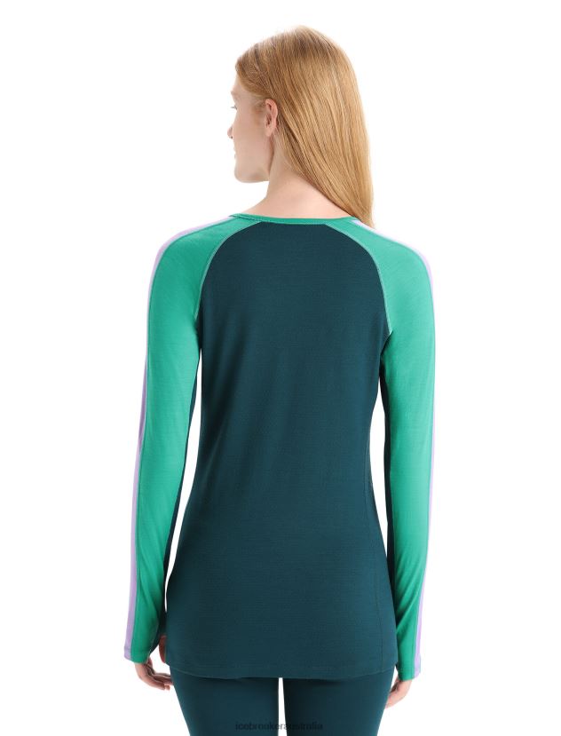 Icebreaker Women 200 ZoneKnit Merino Long Sleeve Crewe Thermal TopFresh/Green Glory 80BXXP581 Clothing