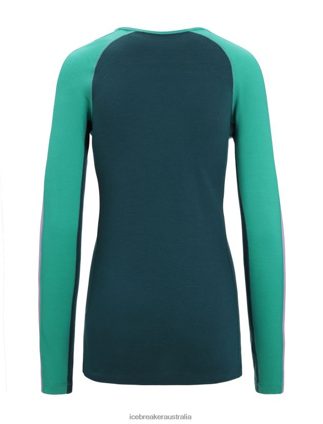 Icebreaker Women 200 ZoneKnit Merino Long Sleeve Crewe Thermal TopFresh/Green Glory 80BXXP581 Clothing