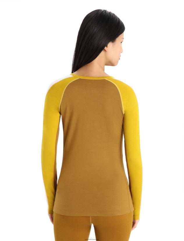 Icebreaker Women 200 ZoneKnit Merino Long Sleeve Crewe Thermal TopSilent Gold/Clove 80BXXP877 Clothing