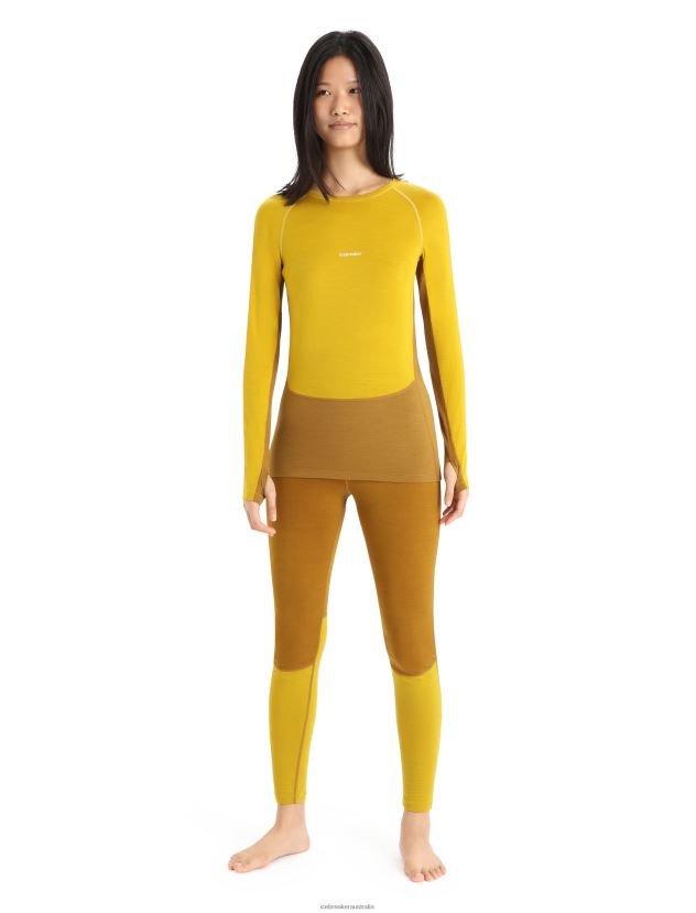 Icebreaker Women 200 ZoneKnit Merino Long Sleeve Crewe Thermal TopSilent Gold/Clove 80BXXP877 Clothing