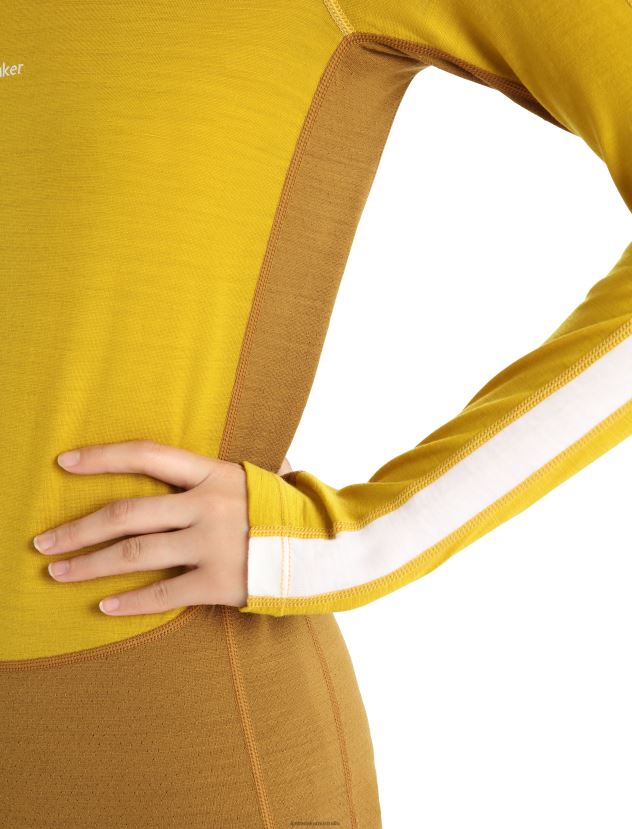 Icebreaker Women 200 ZoneKnit Merino Long Sleeve Crewe Thermal TopSilent Gold/Clove 80BXXP877 Clothing