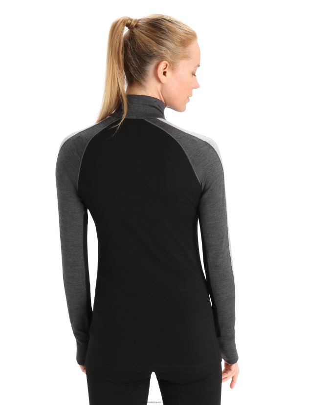 Icebreaker Women 260 ZoneKnit Merino Long Sleeve Half Zip Thermal TopJet Heather/Black 80BXXP596 Clothing