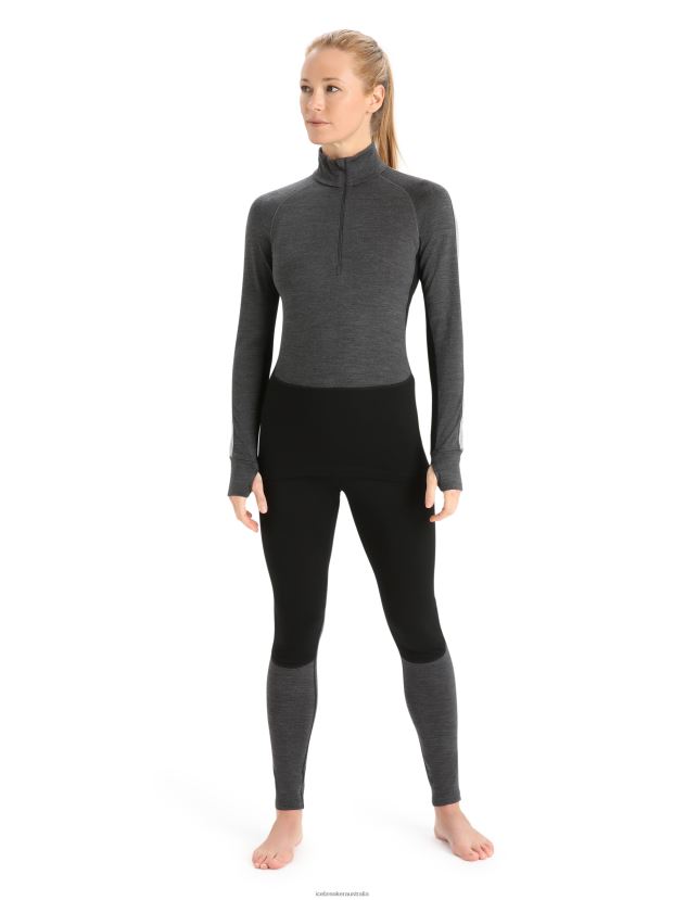 Icebreaker Women 260 ZoneKnit Merino Long Sleeve Half Zip Thermal TopJet Heather/Black 80BXXP596 Clothing