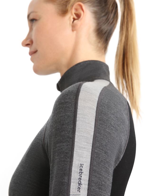 Icebreaker Women 260 ZoneKnit Merino Long Sleeve Half Zip Thermal TopJet Heather/Black 80BXXP596 Clothing