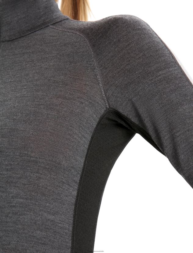 Icebreaker Women 260 ZoneKnit Merino Long Sleeve Half Zip Thermal TopJet Heather/Black 80BXXP596 Clothing