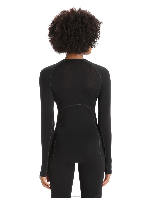 Icebreaker Women BodyfitZone Merino 150 Zone Long Sleeve Crewe Thermal TopBlack 80BXXP794 Clothing