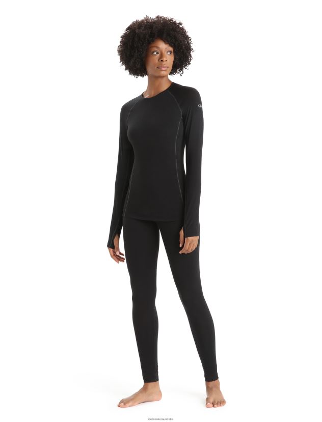 Icebreaker Women BodyfitZone Merino 150 Zone Long Sleeve Crewe Thermal TopBlack 80BXXP794 Clothing