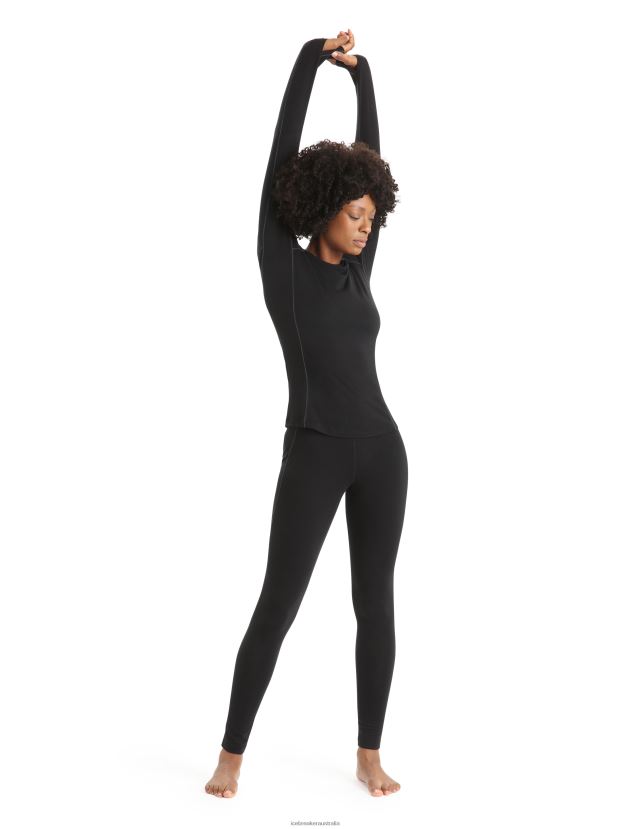 Icebreaker Women BodyfitZone Merino 150 Zone Long Sleeve Crewe Thermal TopBlack 80BXXP794 Clothing
