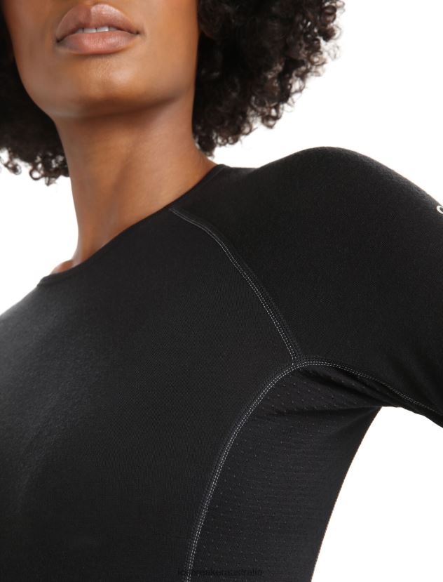 Icebreaker Women BodyfitZone Merino 150 Zone Long Sleeve Crewe Thermal TopBlack 80BXXP794 Clothing