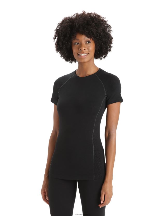 Icebreaker Women BodyfitZone Merino 150 Zone Short Sleeve Crewe Thermal TopBlack 80BXXP567 Clothing