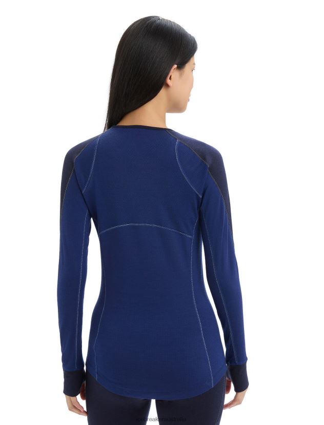 Icebreaker Women BodyfitZone Merino 260 Zone Long Sleeve Crewe Thermal TopMidnight Navy/Royal Navy 80BXXP871 Clothing