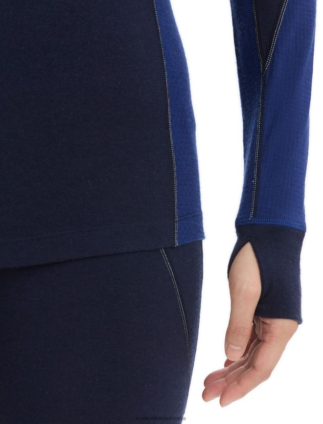 Icebreaker Women BodyfitZone Merino 260 Zone Long Sleeve Crewe Thermal TopMidnight Navy/Royal Navy 80BXXP871 Clothing