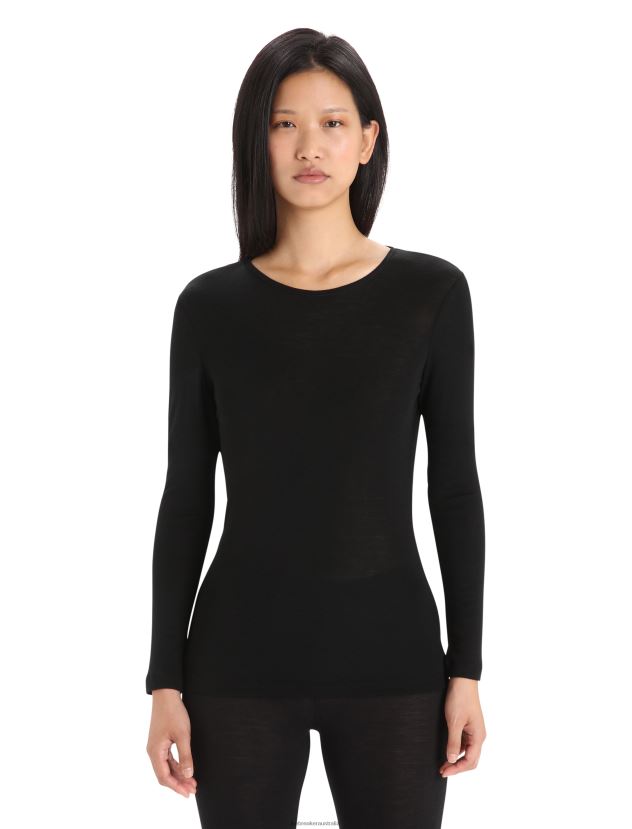 Icebreaker Women Merino 175 Everyday Long Sleeve Crewe Thermal TopBlack 80BXXP564 Clothing