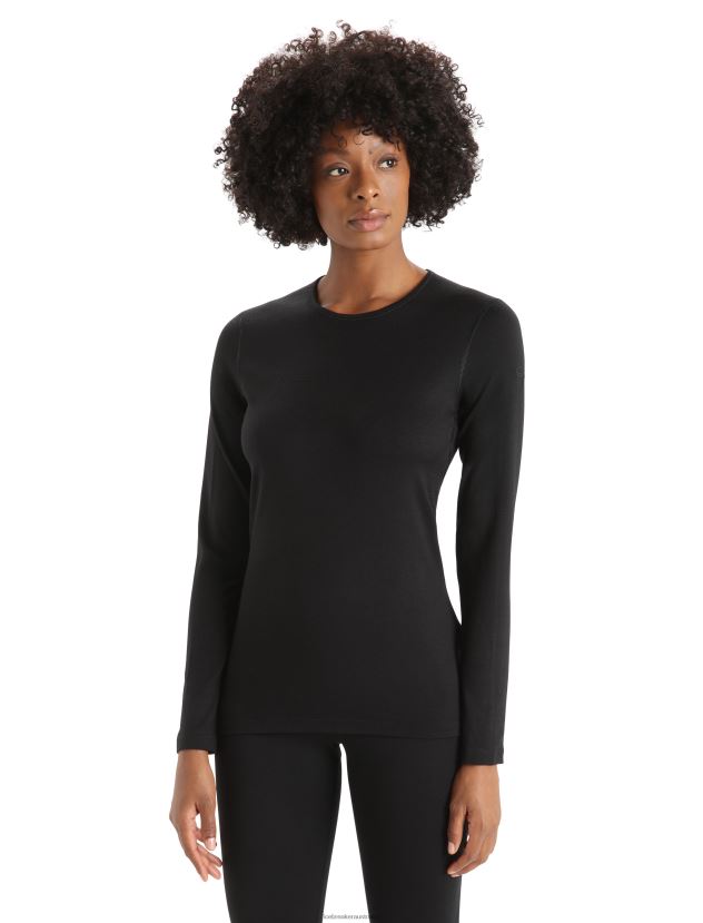 Icebreaker Women Merino 200 Oasis Long Sleeve Crewe Thermal TopBlack 80BXXP557 Clothing