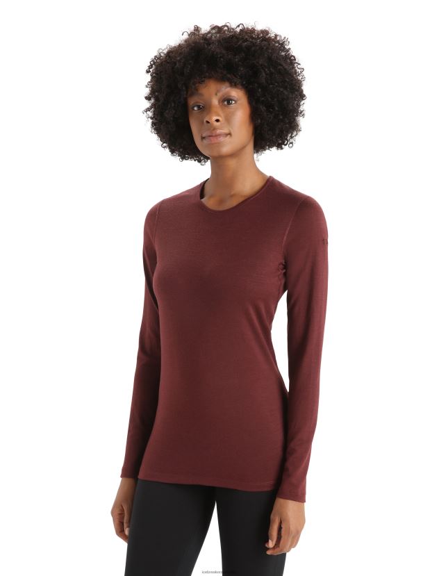 Icebreaker Women Merino 200 Oasis Long Sleeve Crewe Thermal TopEspresso 80BXXP802 Clothing