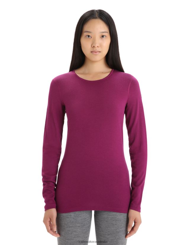 Icebreaker Women Merino 200 Oasis Long Sleeve Crewe Thermal TopGo Berry 80BXXP560 Clothing