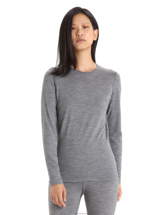 Icebreaker Women Merino 200 Oasis Long Sleeve Crewe Thermal TopGritstone Heather 80BXXP558 Clothing