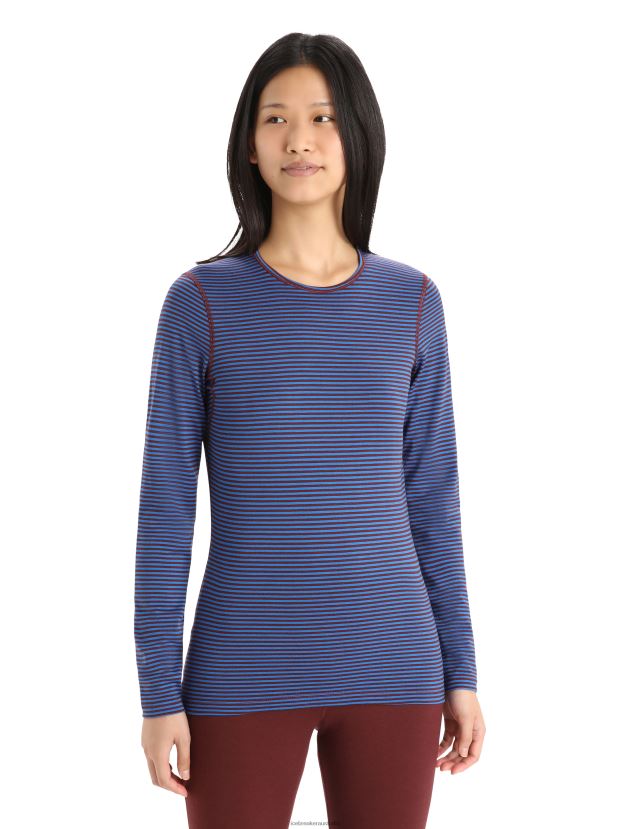Icebreaker Women Merino 200 Oasis Long Sleeve Crewe Thermal TopLazurite/Espresso 80BXXP804 Clothing