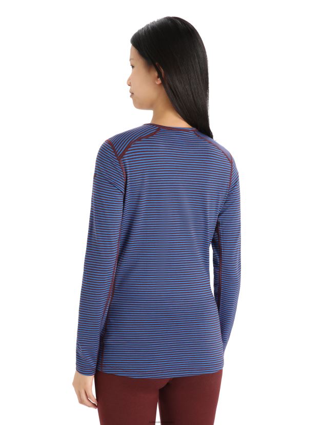 Icebreaker Women Merino 200 Oasis Long Sleeve Crewe Thermal TopLazurite/Espresso 80BXXP804 Clothing