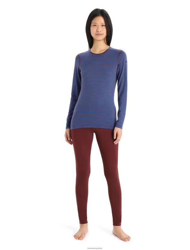 Icebreaker Women Merino 200 Oasis Long Sleeve Crewe Thermal TopLazurite/Espresso 80BXXP804 Clothing