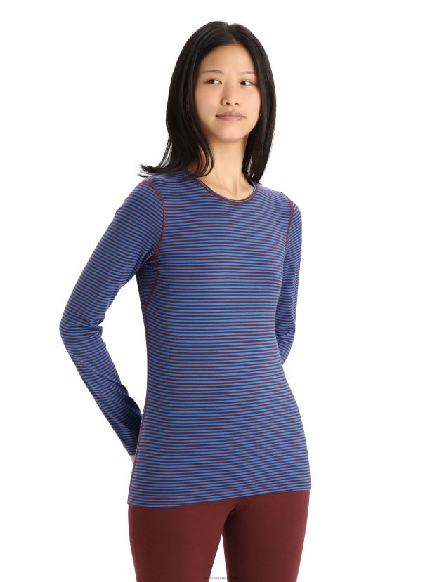 Icebreaker Women Merino 200 Oasis Long Sleeve Crewe Thermal TopLazurite/Espresso 80BXXP804 Clothing