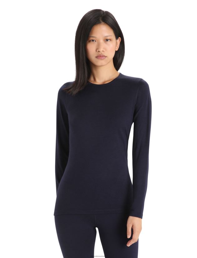 Icebreaker Women Merino 200 Oasis Long Sleeve Crewe Thermal TopMidnight Navy 80BXXP559 Clothing