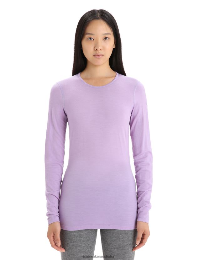 Icebreaker Women Merino 200 Oasis Long Sleeve Crewe Thermal TopPurple Gaze 80BXXP561 Clothing