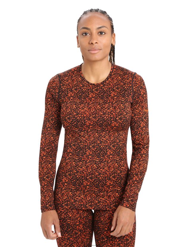 Icebreaker Women Merino 200 Oasis Long Sleeve Crewe Thermal Top LichenBlack/Cherry 80BXXP835 Clothing