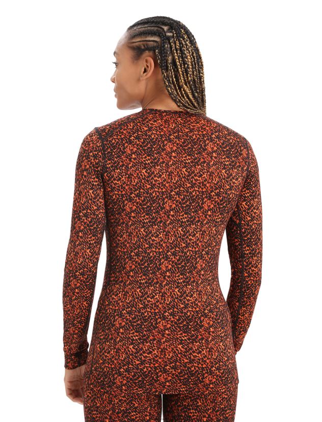 Icebreaker Women Merino 200 Oasis Long Sleeve Crewe Thermal Top LichenBlack/Cherry 80BXXP835 Clothing