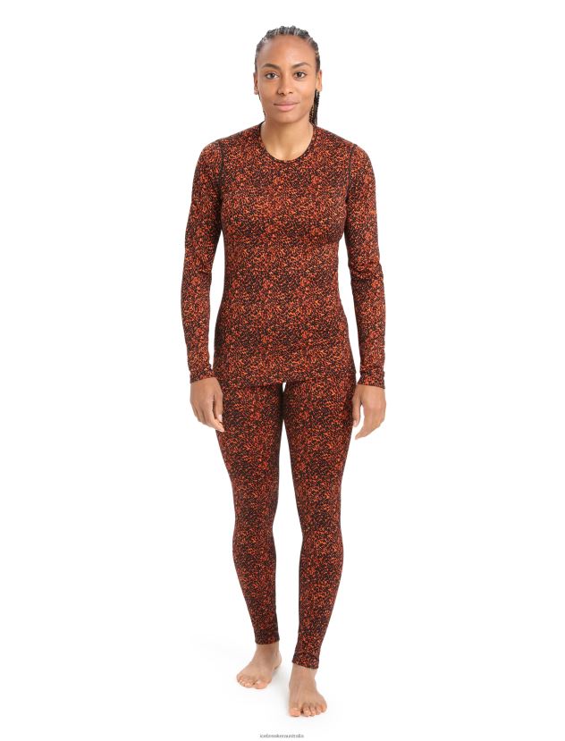 Icebreaker Women Merino 200 Oasis Long Sleeve Crewe Thermal Top LichenBlack/Cherry 80BXXP835 Clothing