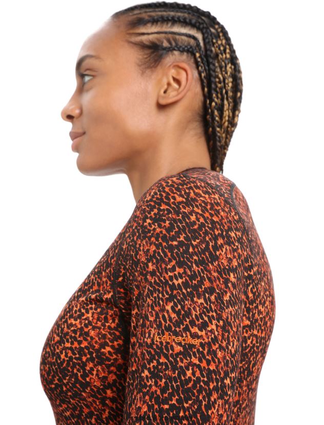 Icebreaker Women Merino 200 Oasis Long Sleeve Crewe Thermal Top LichenBlack/Cherry 80BXXP835 Clothing