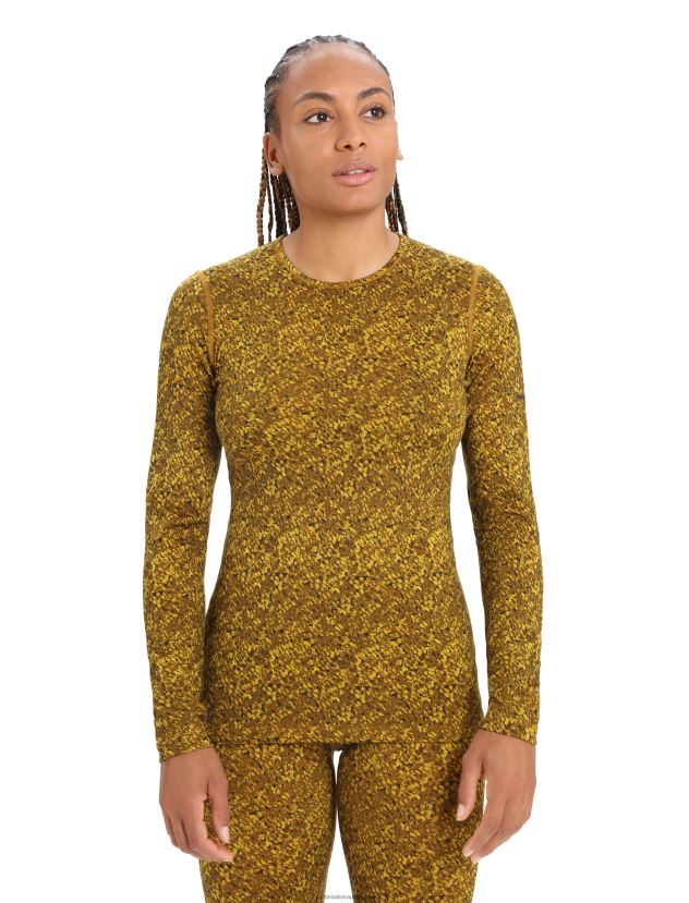 Icebreaker Women Merino 200 Oasis Long Sleeve Crewe Thermal Top LichenSilent Gold/Clove 80BXXP836 Clothing