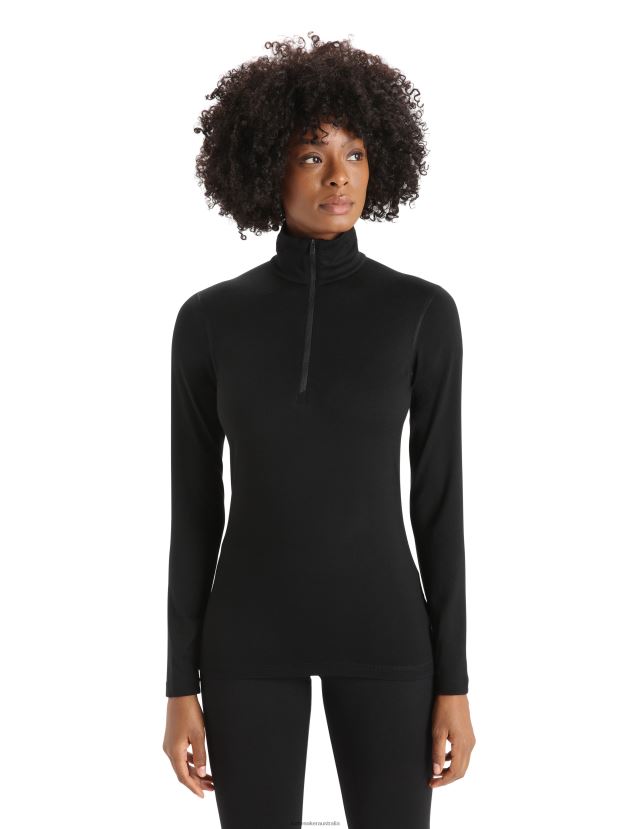 Icebreaker Women Merino 200 Oasis Long Sleeve Half Zip Thermal TopBlack 80BXXP568 Clothing