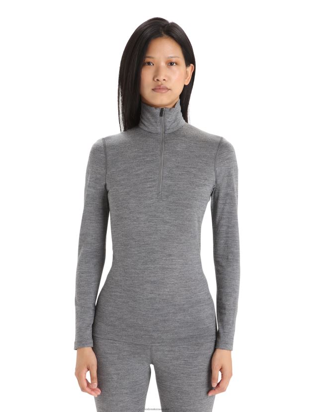 Icebreaker Women Merino 200 Oasis Long Sleeve Half Zip Thermal TopGritstone Heather 80BXXP569 Clothing
