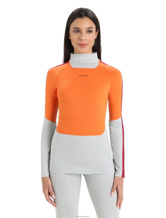 Icebreaker Women Merino 200 Sonebula Long Sleeve High Neck Thermal TopEther/Flash 80BXXP878 Clothing