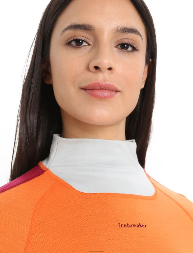 Icebreaker Women Merino 200 Sonebula Long Sleeve High Neck Thermal TopEther/Flash 80BXXP878 Clothing