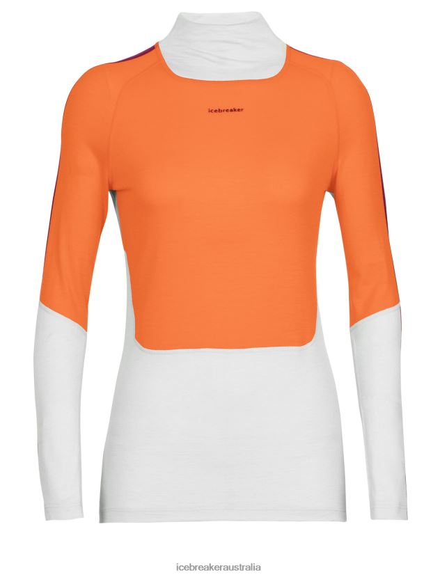 Icebreaker Women Merino 200 Sonebula Long Sleeve High Neck Thermal TopEther/Flash 80BXXP878 Clothing